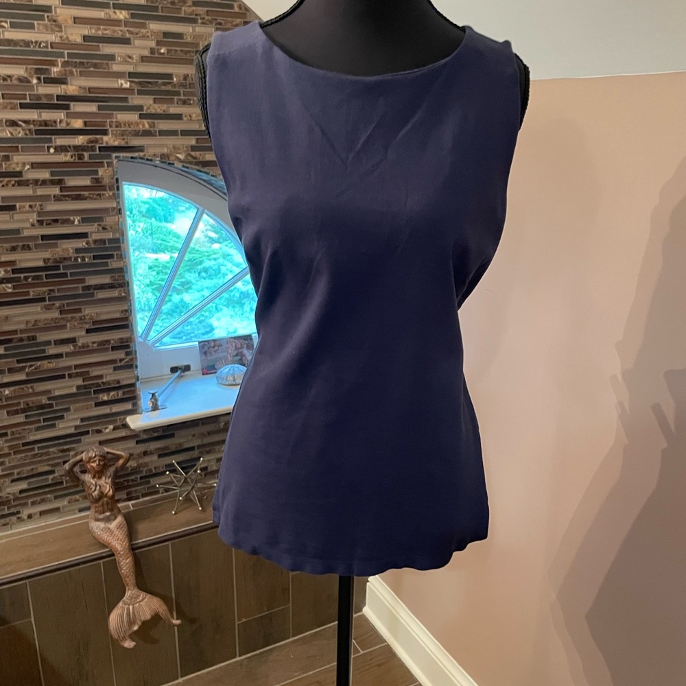 Banana Republic Fitted Blue Sleeveless Tank Top
